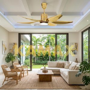 Quạt trần 6 cánh vàng bóng sải 1m67 KM-01VBMA
